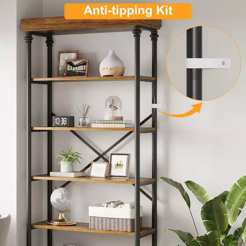 Étagère à livres à 6 niveaux avec tiroir de rangement, étagère en métal de 205 cm de hauteur, étagère de rangement ouverte pour salon, bureau, chambre à coucher, bibliothèque à domicile