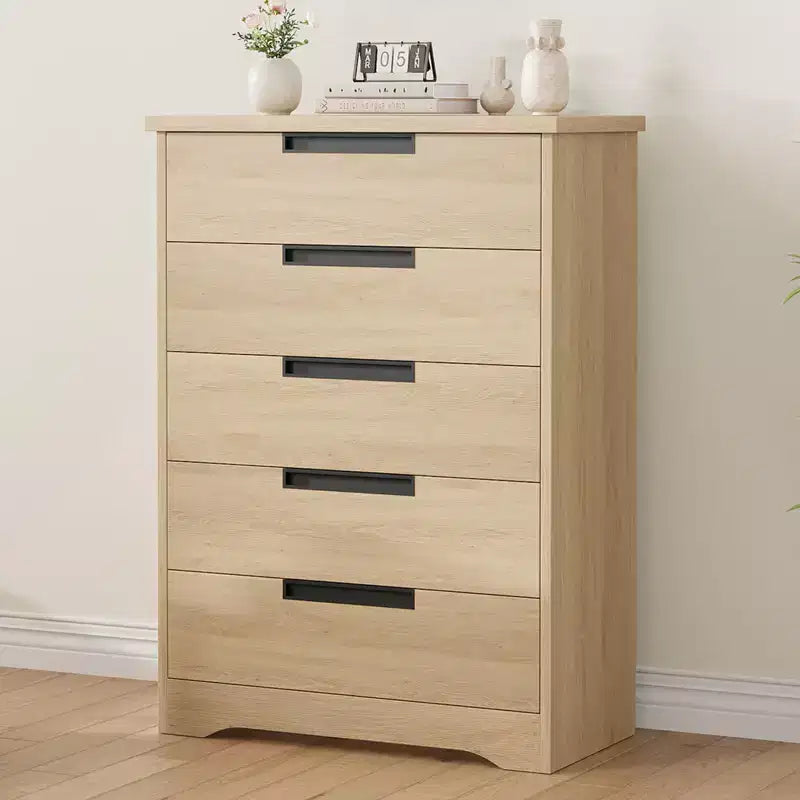 Commode de chambre à 5 tiroirs, commode en bois pour placard, meuble de rangement pour couloir, salon et bureau