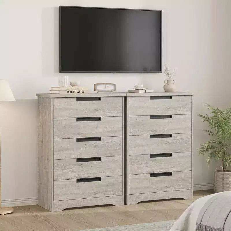 Commode de chambre à 5 tiroirs, commode en bois pour placard, meuble de rangement pour couloir, salon et bureau