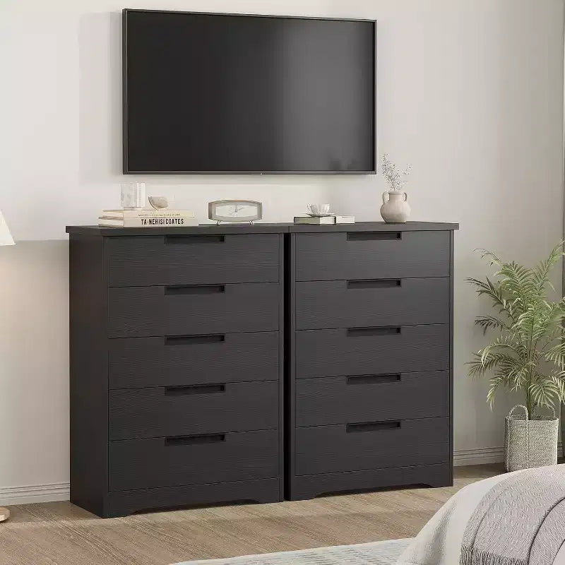 Commode de chambre à 5 tiroirs, commode en bois pour placard, meuble de rangement pour couloir, salon et bureau