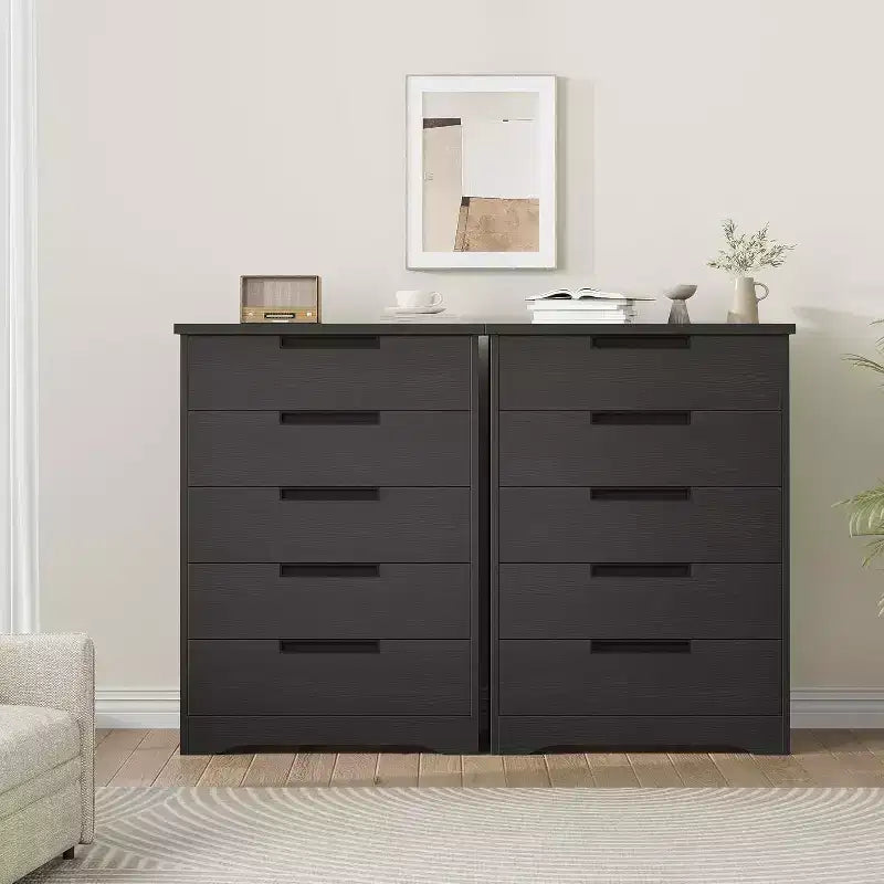 Commode de chambre à 5 tiroirs, commode en bois pour placard, meuble de rangement pour couloir, salon et bureau
