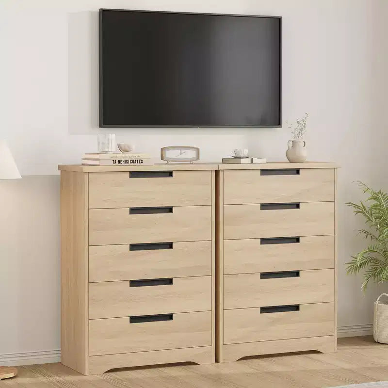 Commode de chambre à 5 tiroirs, commode en bois pour placard, meuble de rangement pour couloir, salon et bureau