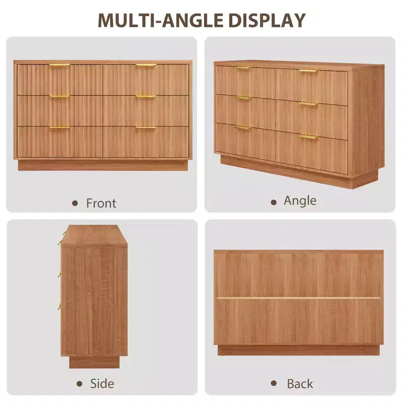 Commode moderne à 6 tiroirs pour chambre à coucher, commode en bois de 120 cm, meuble de rangement compact pour chambre d'enfant, placard, salon, appartement