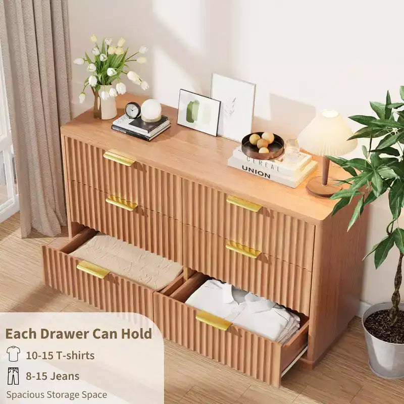 Commode moderne à 6 tiroirs pour chambre à coucher, commode en bois de 120 cm, meuble de rangement compact pour chambre d'enfant, placard, salon, appartement