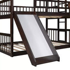 Bellemave Lit superposé triple pour adulte avec échelle et toboggan, expresso