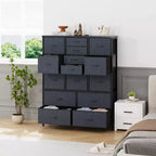 Commode haute en tissu de 48 pouces avec 15 tiroirs et cadre en acier et plateau en bois, commodes robustes pour chambre à coucher, placard, couloir, salon