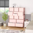 Commode haute en tissu de 48 pouces avec 15 tiroirs et cadre en acier et plateau en bois, commodes robustes pour chambre à coucher, placard, couloir, salon