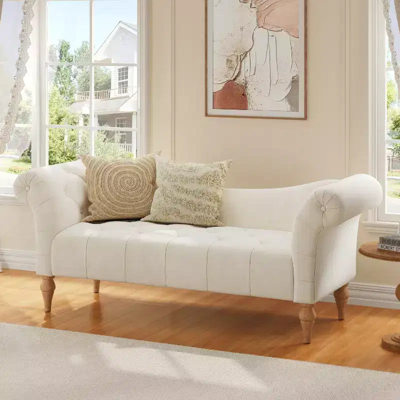 Banc Christopher Knight Home Merlin vintage capitonné en velours avec accoudoirs roulés