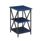 HomeStock Belmont Three Tier End Table with Sleek Metal Frame, Open Shelves and Ample Storage for Display or Everyday Essentials