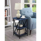 Table d'appoint à trois niveaux HomeStock Belmont avec cadre métallique élégant, étagères ouvertes et grand espace de rangement pour l'affichage ou les essentiels quotidiens