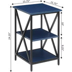 Table d'appoint à trois niveaux HomeStock Belmont avec cadre métallique élégant, étagères ouvertes et grand espace de rangement pour l'affichage ou les essentiels quotidiens