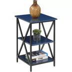 Table d'appoint à trois niveaux HomeStock Belmont avec cadre métallique élégant, étagères ouvertes et grand espace de rangement pour l'affichage ou les essentiels quotidiens