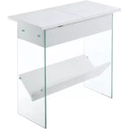 Table d'appoint industrielle rustique HomeStock Belmont avec plateau rainuré, accents métalliques décoratifs, deux étagères de rangement et cadre métallique robuste