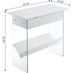 Table d'appoint industrielle rustique HomeStock Belmont avec plateau rainuré, accents métalliques décoratifs, deux étagères de rangement et cadre métallique robuste
