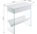 Table d'appoint industrielle rustique HomeStock Belmont avec plateau rainuré, accents métalliques décoratifs, deux étagères de rangement et cadre métallique robuste