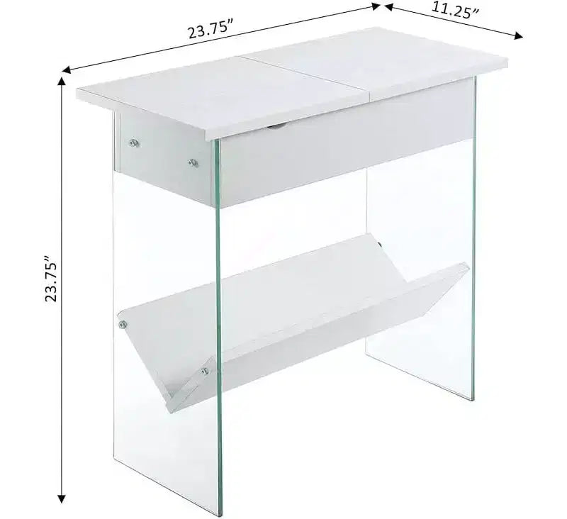 Table d'appoint industrielle rustique HomeStock Belmont avec plateau rainuré, accents métalliques décoratifs, deux étagères de rangement et cadre métallique robuste