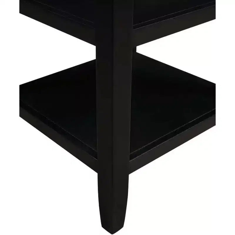 Table d'appoint Belmont HomeStock avec étagères inférieure et intermédiaire, table d'appoint simple de style transitoire en bois d'hévéa pour exposition, rangement et utilisation dans le salon