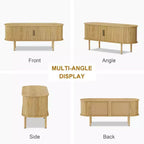 Meuble TV moderne COZONY avec portes coulissantes, Meuble console multimédia en bois avec étagères réglables pour rangement de salon