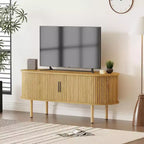 Meuble TV moderne COZONY avec portes coulissantes, Meuble console multimédia en bois avec étagères réglables pour rangement de salon