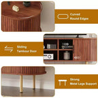 Meuble TV moderne COZONY avec portes coulissantes, Meuble console multimédia en bois avec étagères réglables pour rangement de salon