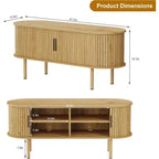 Meuble TV moderne COZONY avec portes coulissantes, Meuble console multimédia en bois avec étagères réglables pour rangement de salon