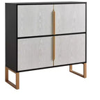 Meuble de rangement à quatre portes, buffet de 42 pouces avec poignées et base en métal, console de bar à café pour cuisine ou salon
