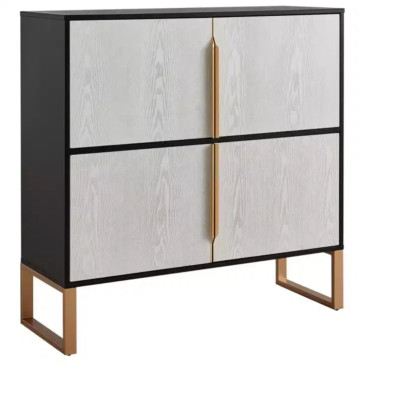 Meuble de rangement à quatre portes, buffet de 42 pouces avec poignées et base en métal, console de bar à café pour cuisine ou salon