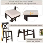Ensemble de salle à manger GDFStudio Henley 6 pièces en bois massif à hauteur de comptoir avec chaises et banc rembourrés