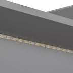 Lit de repos pleine taille avec étagères de rangement, station de charge, lumière LED, bureau et tête et dossier rembourrés - ModernLuxe