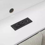 Lit de repos pleine taille avec étagères de rangement, station de charge, lumière LED, bureau et tête et dossier rembourrés - ModernLuxe