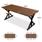Table de salle à manger de ferme Dyonery 70.8 pour 6 personnes, table de cuisine rustique en bois avec pieds en métal pour salle à manger