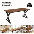 Table de salle à manger de ferme Dyonery 70.8 pour 6 personnes, table de cuisine rustique en bois avec pieds en métal pour salle à manger