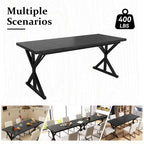 Table de salle à manger de ferme Dyonery 70.8 pour 6 personnes, table de cuisine rustique en bois avec pieds en métal pour salle à manger