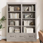 COZONY Étagère à Livres Haute en Bois de 162 cm avec 3 Tiroirs de Rangement et 4 Étagères Ouvertes, Grande Bibliothèque pour Bureau, Salon et Chambre