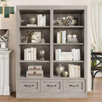 COZONY Étagère à Livres Haute en Bois de 162 cm avec 3 Tiroirs de Rangement et 4 Étagères Ouvertes, Grande Bibliothèque pour Bureau, Salon et Chambre