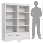 COZONY Étagère à Livres Haute en Bois de 162 cm avec 3 Tiroirs de Rangement et 4 Étagères Ouvertes, Grande Bibliothèque pour Bureau, Salon et Chambre