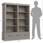 COZONY Étagère à Livres Haute en Bois de 162 cm avec 3 Tiroirs de Rangement et 4 Étagères Ouvertes, Grande Bibliothèque pour Bureau, Salon et Chambre