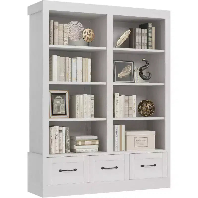 COZONY 64 Tall Wooden Bookshelf with 3 Storage Drawers & 4-Tier Open Shelves  Large Bookcase for Library, Office & Living Room