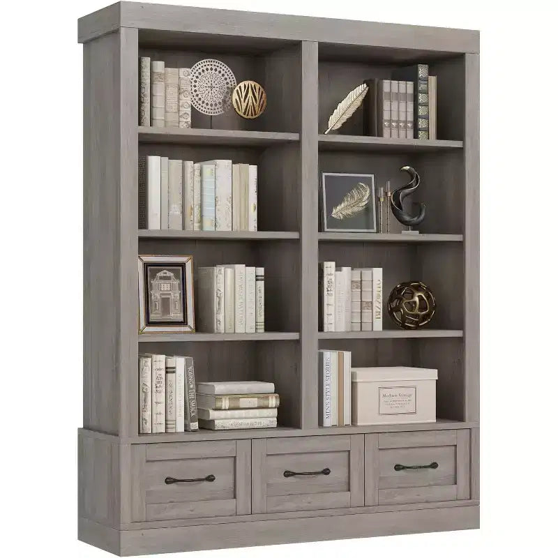 COZONY Étagère à Livres Haute en Bois de 162 cm avec 3 Tiroirs de Rangement et 4 Étagères Ouvertes, Grande Bibliothèque pour Bureau, Salon et Chambre