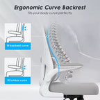 Chaise de bureau ergonomique en maille Okak, chaise d'ordinateur avec support lombaire et accoudoir rabattable, chaise confortable à roulettes pour l'étude, le bureau, la maison