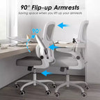 Chaise de bureau ergonomique en maille Okak, chaise d'ordinateur avec support lombaire et accoudoir rabattable, chaise confortable à roulettes pour l'étude, le bureau, la maison