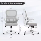 Chaise de bureau ergonomique en maille Okak, chaise d'ordinateur avec support lombaire et accoudoir rabattable, chaise confortable à roulettes pour l'étude, le bureau, la maison