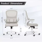 Chaise de bureau ergonomique en maille Okak, chaise d'ordinateur avec support lombaire et accoudoir rabattable, chaise confortable à roulettes pour l'étude, le bureau, la maison
