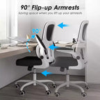 Chaise de bureau ergonomique en maille Okak, chaise d'ordinateur avec support lombaire et accoudoir rabattable, chaise confortable à roulettes pour l'étude, le bureau, la maison