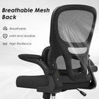 Chaise de bureau ergonomique en maille Okak, chaise d'ordinateur avec support lombaire et accoudoir rabattable, chaise confortable à roulettes pour l'étude, le bureau, la maison