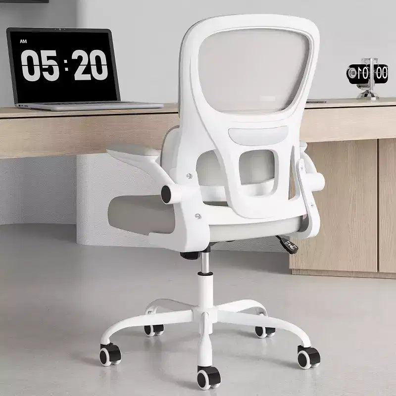 Chaise de bureau ergonomique en maille Okak, chaise d'ordinateur avec support lombaire et accoudoir rabattable, chaise confortable à roulettes pour l'étude, le bureau, la maison