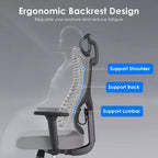 Chaise de bureau ergonomique Okak, chaise de bureau en maille avec appui-tête, support lombaire et accoudoirs réglables, chaise de jeu à dossier haut pour le bureau, la maison