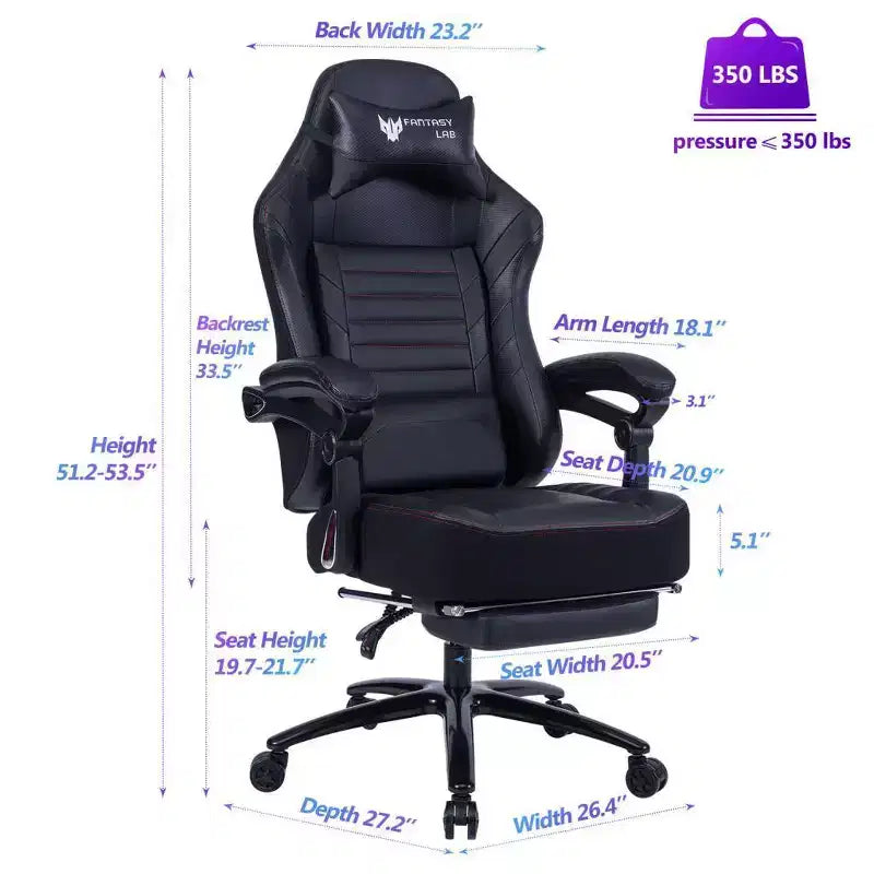Chaise de jeu Okak à dossier haut, chaise de bureau ergonomique avec repose-pieds pliable, chaise confortable réglable en hauteur pour l'étude, la salle de jeu