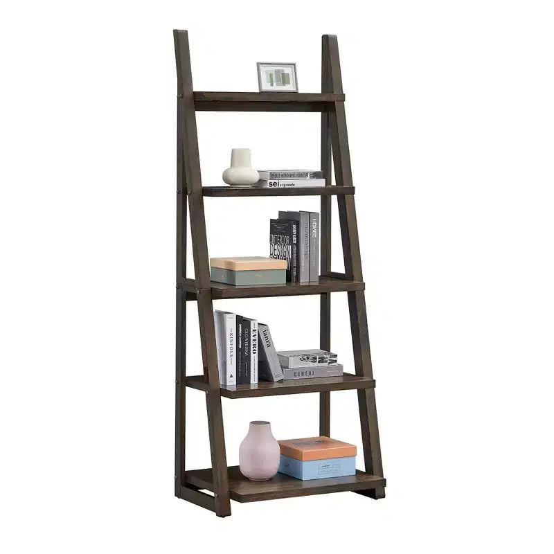 Étagères en bois Okak, étagères de rangement à 5 niveaux, petite bibliothèque pour livres et CD, organiseur de rangement pour salon, couloir, bureau