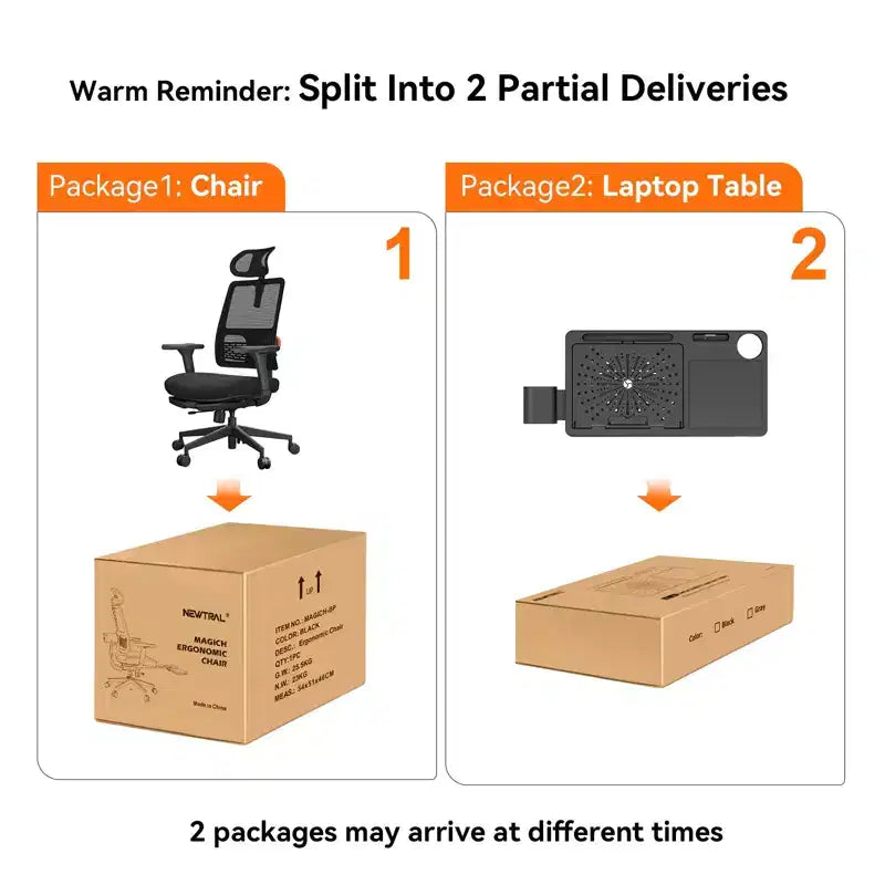 Chaise ergonomique Newtral avec repose-pieds - Chaise de bureau à domicile avec support lombaire, accoudoirs 4D, profondeur et hauteur d'assise réglables - MAGICH-BP+LAPD-BLACK